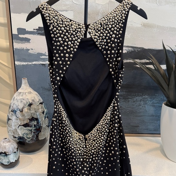 La Femme Black Dress with Silver Embellishments - Picture 5 of 6